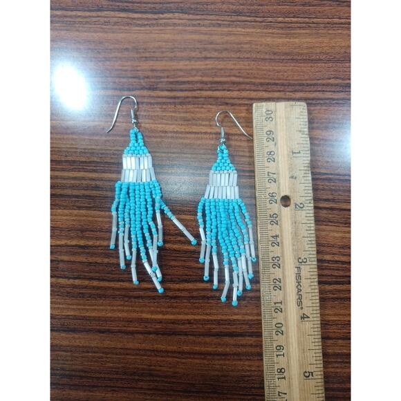 Southwestern Seed Bead Dangle Drop Earrings Southwest Boho Jewelry - Picture 3 of 6